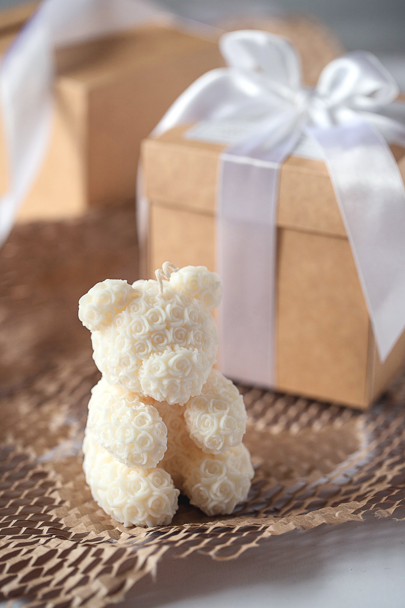 Teddy Bear Scented Candle - Rose Bear Pillar Candle, Cute Gift Idea, Decorative Candle