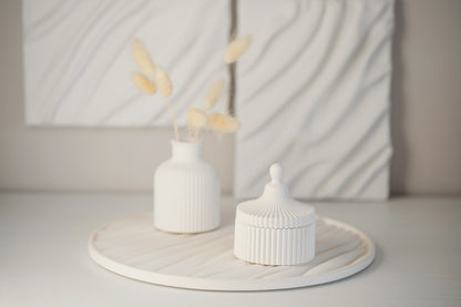 Gips-Tablett mit Sandwellenrelief - Vielseitige Eleganz für Kerzen, Düfte und Schmuck