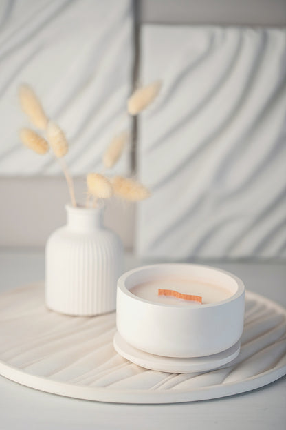 Gips-Tablett mit Sandwellenrelief - Vielseitige Eleganz für Kerzen, Düfte und Schmuck