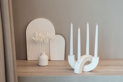 Handcrafted Gypsum Candlestick Holder for Four Long Candles