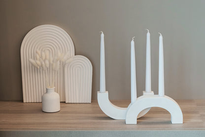Handcrafted Gypsum Candlestick Holder for Four Long Candles