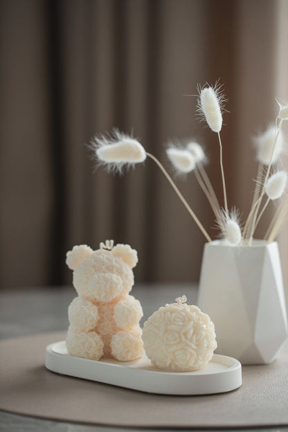 Teddy Bear Scented Candle - Rose Bear Pillar Candle, Cute Gift Idea, Decorative Candle