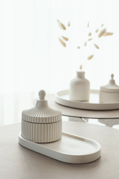 Duftkerzen- und Tablett-Set Handgemacht aus Kokoswachs, Aromaölen & Holzdocht