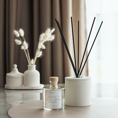 Eleganter 100 ml Rattan-Diffusor mit weißem Gipsdeckel - Raumduft