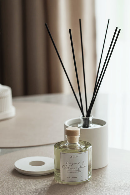 Eleganter 100 ml Rattan-Diffusor mit weißem Gipsdeckel - Raumduft