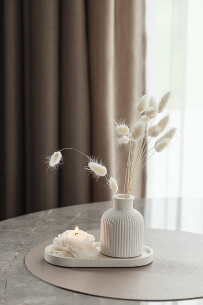 Luxurious Candle Gift Set with Tray and Vase - Perfect Present for Christmas Mother's Day - Handmade Home Decor from White Gypsum & Candle
