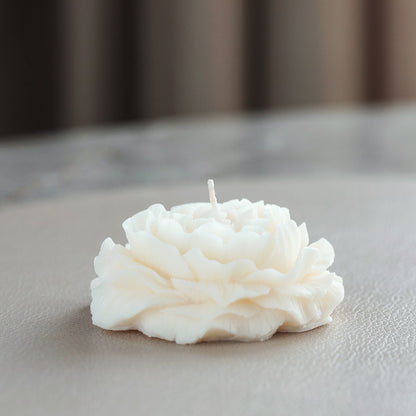 Elegant Peony Scented Candle – Handmade Rapeseed Wax Pillar Candle, Housewarming Gift Idea