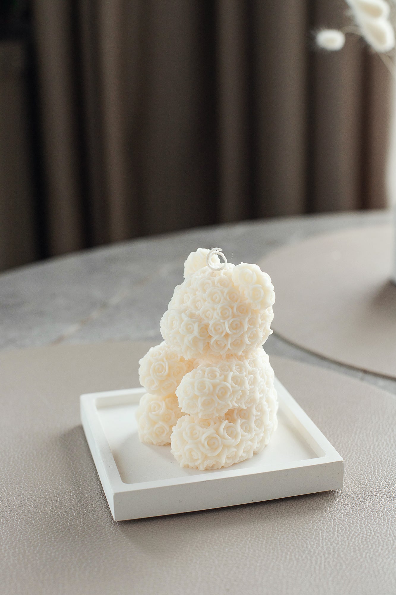 Teddy Bear Scented Candle - Rose Bear Pillar Candle, Cute Gift Idea, Decorative Candle