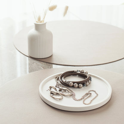 Rundes Gips-Tablett für Kerzen, Schmuck, Raumdüfte