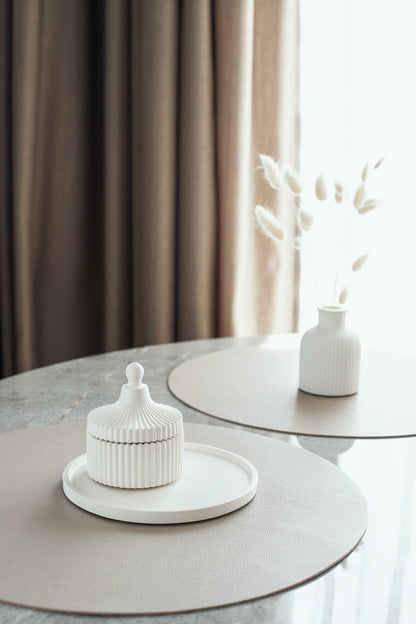 Rundes Gips-Tablett für Kerzen, Schmuck, Raumdüfte