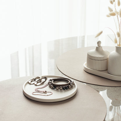 Rundes Gips-Tablett für Kerzen, Schmuck, Raumdüfte