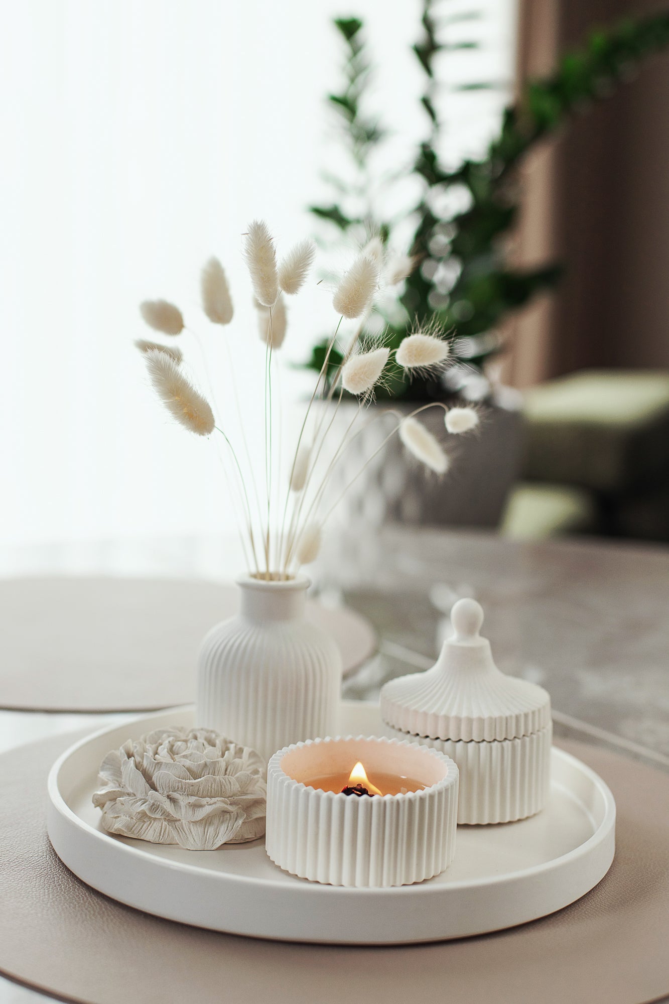 Large Round Gypsum Tray for Perfume Home Fragrances Candles Vase Luxury Home decor Gift for Everyone Home