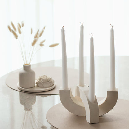 Handcrafted Gypsum Candlestick Holder for Four Long Candles