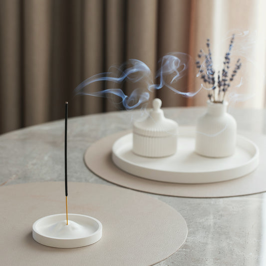 Modern Minimalist Incense Holder – Incense Stick Burner & Ash Catcher - Handmade White Gypsum Sticks Tray Stand for Home & Office