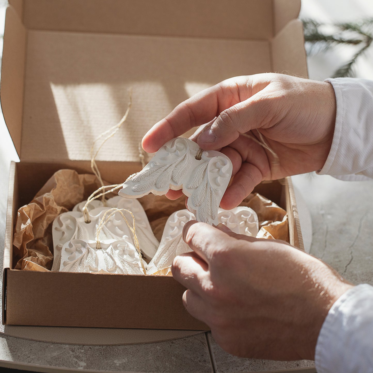 Einzigartige Weihnachtsbaumdekoration - Engelsflügel Ornament & Einweihungsgeschenkidee (6 Stück)