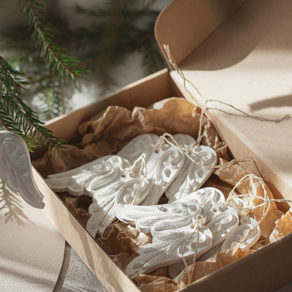 Einzigartige Weihnachtsbaumdekoration - Engelsflügel Ornament & Einweihungsgeschenkidee (6 Stück)