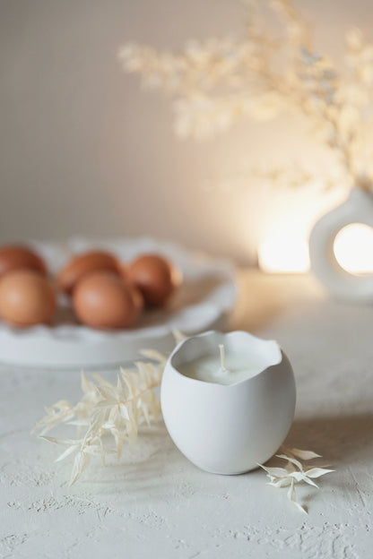 Handgefertigte Kerze im Gipsbehälter – Kokoswachs, Baumwolldocht, 14 Stunden Brenndauer – Minimalistisches Wohnaccessoire Geschenk