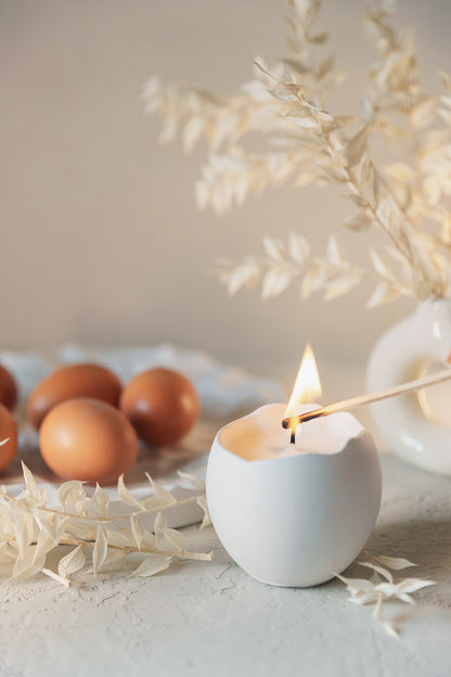 Handgefertigte Kerze im Gipsbehälter – Kokoswachs, Baumwolldocht, 14 Stunden Brenndauer – Minimalistisches Wohnaccessoire Geschenk