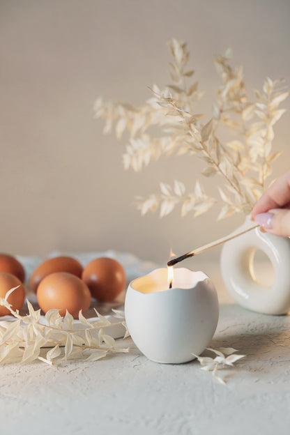 Handgefertigte Kerze im Gipsbehälter – Kokoswachs, Baumwolldocht, 14 Stunden Brenndauer – Minimalistisches Wohnaccessoire Geschenk