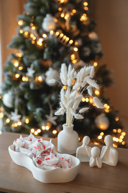 Wavy Tray, White Gypsum Bowl, Entryway Key Dish, Trinket Tray, Candy Plate, Handmade Gift