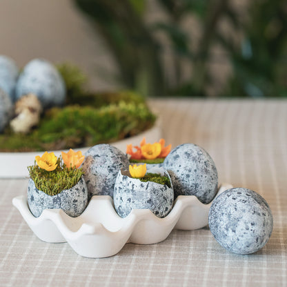 Handgefertigter weißer Ostereierhalter – 6-Fächer Eierablage & Aufbewahrungsschale, eleganter Eierkarton für Küchenaccessoires