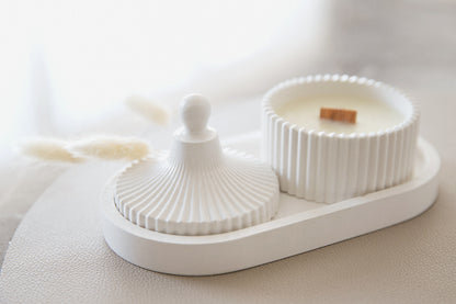 Duftkerzen- und Tablett-Set Handgemacht aus Kokoswachs, Aromaölen & Holzdocht