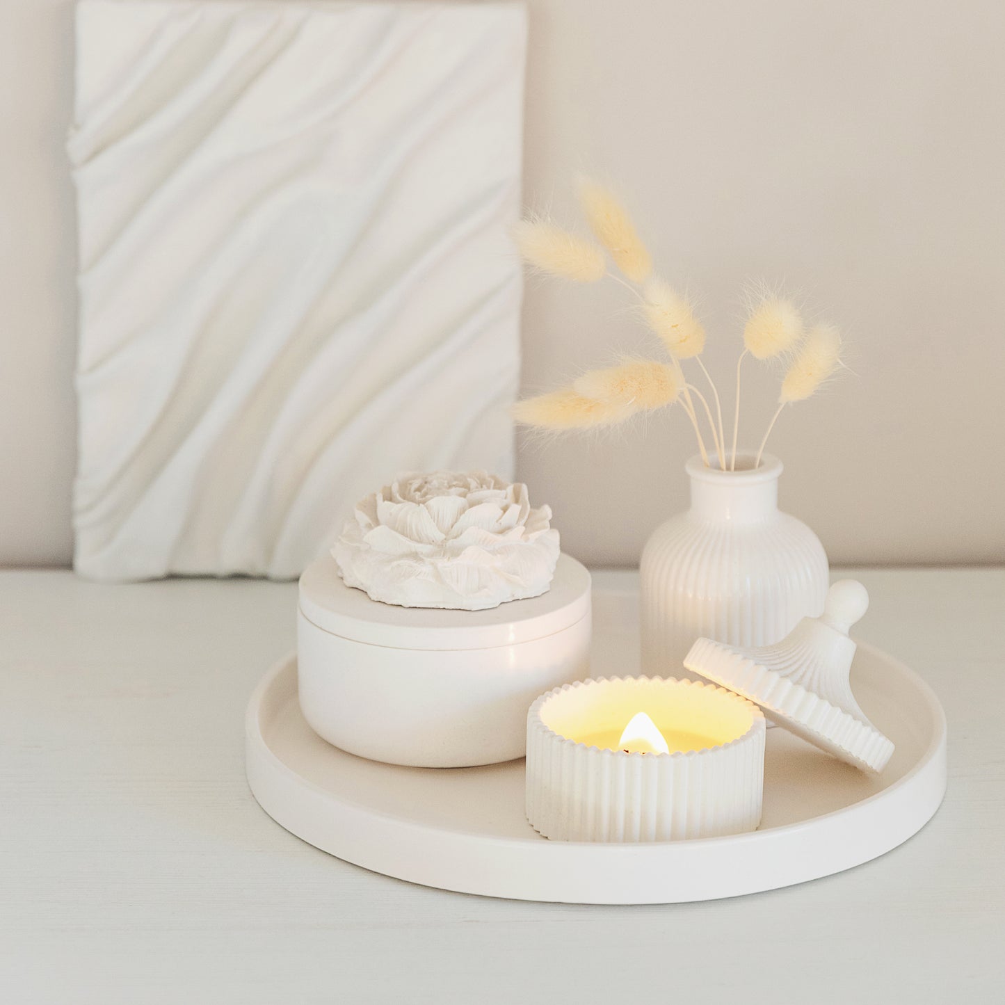 Large Round Gypsum Tray for Perfume Home Fragrances Candles Vase Luxury Home decor Gift for Everyone Home