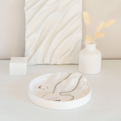 Gips-Tablett mit atemberaubendem Reliefdetail für Düfte und Schmuck