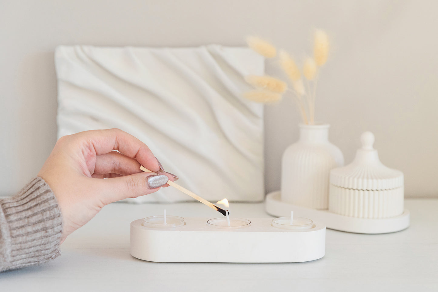 Gips-Teelichthalter für Aroma-Proben und elegante Wohnkultur