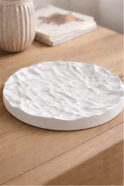 White Gypsum Jewelry Tray with Mountain Relief